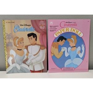 UNCUT Golden Disney CINDERELLA Paper Doll Book Lot of 2